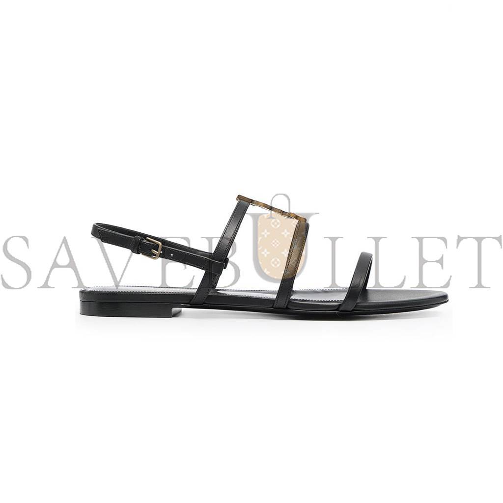 YSL SAINT LAURENT CASSANDRA MONOGRAM FLAT SANDALS 739061BDATT1000